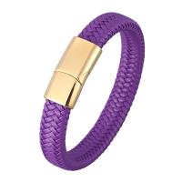 ПУ шнур браслеты, Микрофибра PU, Другое покрытие, ювелирные изделия моды & Мужская, фиолетовый, продается Strand