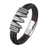PU Leather Cord Bracelets, Microfiber PU, plated, fashion jewelry & Unisex, black 