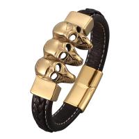 PU Leather Cord Bracelets, Microfiber PU, plated, fashion jewelry & Unisex, brown 