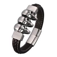 PU Leather Cord Bracelets, Microfiber PU, plated, fashion jewelry & Unisex, brown 