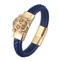 PU Leather Cord Bracelets, Microfiber PU, plated, fashion jewelry & Unisex, blue 