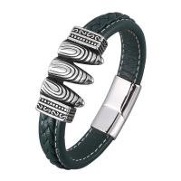 PU Leather Cord Bracelets, Microfiber PU, plated, fashion jewelry & Unisex, green 