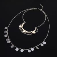 Multi слой ожерелье, цинковый сплав, с Ракушка, ювелирные изделия моды & многослойный, серебряный, продается Strand