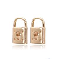 Cubic Zirconia Micro Pave Brass Pendant, Lock, gold color plated & micro pave cubic zirconia  