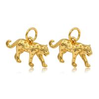 Латунные Подвески в форме животного, Латунь, Леопард, плакирован золотом продается PC