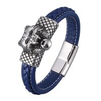 PU Leather Cord Bracelets, Microfiber PU, plated, fashion jewelry & Unisex, blue 