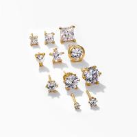 Rhinestone Stud Earring, Copper Alloy, gold color plated & for woman & with rhinestone 