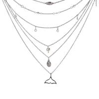 Fashion Multi Layer Necklace, Zinc Alloy, fashion jewelry & multilayer, silver color 
