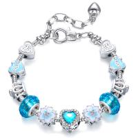 European Match Cristal Bracelets, alliage de zinc, bijoux de mode, bleu, Vendu par brin