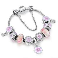Zinc Alloy European Bracelets, with enamel, fashion jewelry pink 