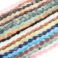 Perles de pierre gemme mixte, Pierre naturelle, feuille, Placage, différentes couleurs et motifs pour le choix & DIY, plus de couleurs à choisir, 12*8*4mm, Vendu par brin
