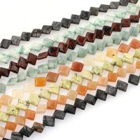 Mixed Gemstone Beads, Natural Stone, Rhombus, plated & DIY 11*11*4mm 