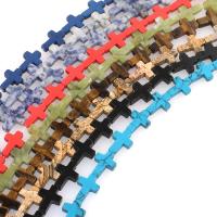 Mixed Gemstone Beads, Natural Stone, Cross, plated & DIY 12*16mm 