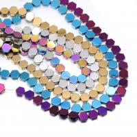 Nicht magnetische Hämatit Perlen, Sechseck, bunte Farbe plattiert, DIY & verschiedene Stile für Wahl, keine, 6x6mm, verkauft von Strang