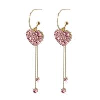 Cubic Zircon Brass Earring, Alloy, plated, fashion jewelry & for woman 