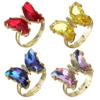 Brass Open Finger Ring, with Crystal, plated, fashion jewelry & for woman 15mm 