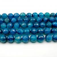 Natural Blue Agate Beads, Round, polished, DIY & faceted, blue 