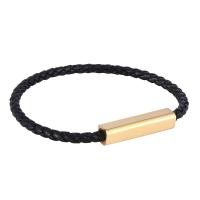 PU Leather Cord Bracelets, Microfiber PU, plated, fashion jewelry & Unisex, black 