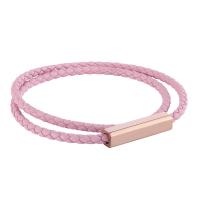 PU Leather Cord Bracelets, Microfiber PU, plated, fashion jewelry & Unisex, pink 