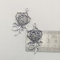 Zinc Alloy Flower Pendants, Rose, antique silver color plated, DIY 