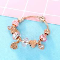 Zinc Alloy European Bracelets, with Crystal, fashion jewelry pink 