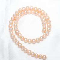 Runde Süßwasser Zuchtperlen, Perlen, natürlich, unterschiedliche Farbe und Muster für die Wahl & DIY, keine, 7-8mm, Bohrung:ca. 0.8mm, verkauft von Strang
