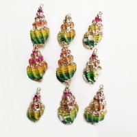 Dyed Shell Pendants, Conch, plated, DIY 22*49mm 