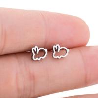 Stainless Steel Stud Earring, Rabbit, plated, fashion jewelry & for woman & hollow 