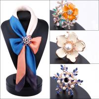 Scarf Buckle, Zinc Alloy, with Plastic Pearl, Flower, gold color plated & for woman & enamel & with rhinestone, 19mm 
