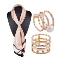 Scarf Buckle, Brass, with Plastic Pearl, plated & micro pave cubic zirconia & for woman, 19mm 