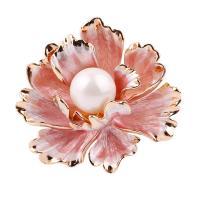 Scarf Buckle, Zinc Alloy, with Plastic Pearl, Flower, plated, for woman & enamel 20mm, 22mm 