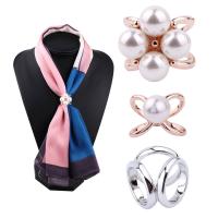 Scarf Buckle, Zinc Alloy, with Plastic Pearl, plated & micro pave cubic zirconia & for woman, 15-21mm 