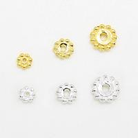 Sterling Silver Spacer Beads, 925 Sterling Silver, Flower, plated, 6 petal Approx 0.8mm,1.3mm,1.74mm 