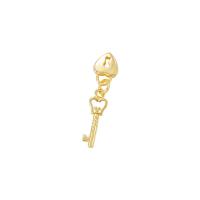 Messing Schlüssel Anhänger, Lock and Key, goldfarben plattiert, für Frau, 4x26mm, verkauft von PC