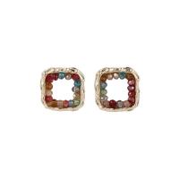 Zinc Alloy Stud Earring, with Crystal, fashion jewelry & for woman 