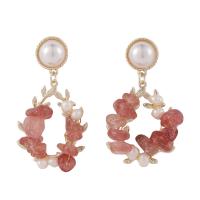 Kunststoff Perle Zink Legierung Ohrring, Zinklegierung, mit Kunststoff Perlen, Modeschmuck & für Frau, 44x24mm, verkauft von Paar