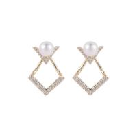 Zinc Alloy Rhinestone Stud Earring, Brass, fashion jewelry & for woman & with rhinestone 