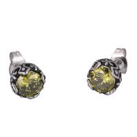 Stainless Steel Cubic Zirconia Stud Earring, plated, fashion jewelry & Unisex, silver color 