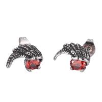 Stainless Steel Cubic Zirconia Stud Earring, plated, fashion jewelry & Unisex, silver color 