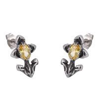 Stainless Steel Stud Earring, Cubic Zirconia, plated, fashion jewelry & Unisex, silver color 