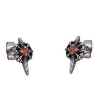 Stainless Steel Stud Earring, Cubic Zirconia, plated, fashion jewelry & Unisex, silver color 