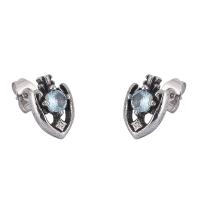 Titanium Steel Earrings, Cubic Zirconia, plated, fashion jewelry & Unisex, silver color 