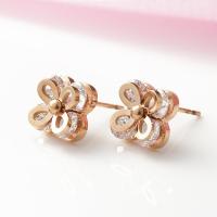 Titanium Steel Earrings, plated, fashion jewelry & for woman, rose gold color, 10MMX10MM 