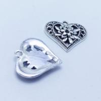 Zinc Alloy Heart Pendants, antique silver color plated, DIY 