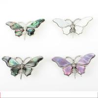 Shell Brooch, Butterfly, plated, DIY 57*34*4mm 