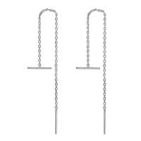 Sterling Silver Thread Through Earrings, 925 Sterling Silver, plated, oval chain & for woman 88mm 