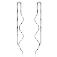 Sterling Silver Thread Through Earrings, 925 Sterling Silver, plated, box chain & for woman 90mm 