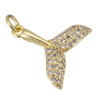Cubic Zirconia Micro Pave Brass Pendant, Mermaid tail, gold color plated, micro pave cubic zirconia Approx 2.5mm 