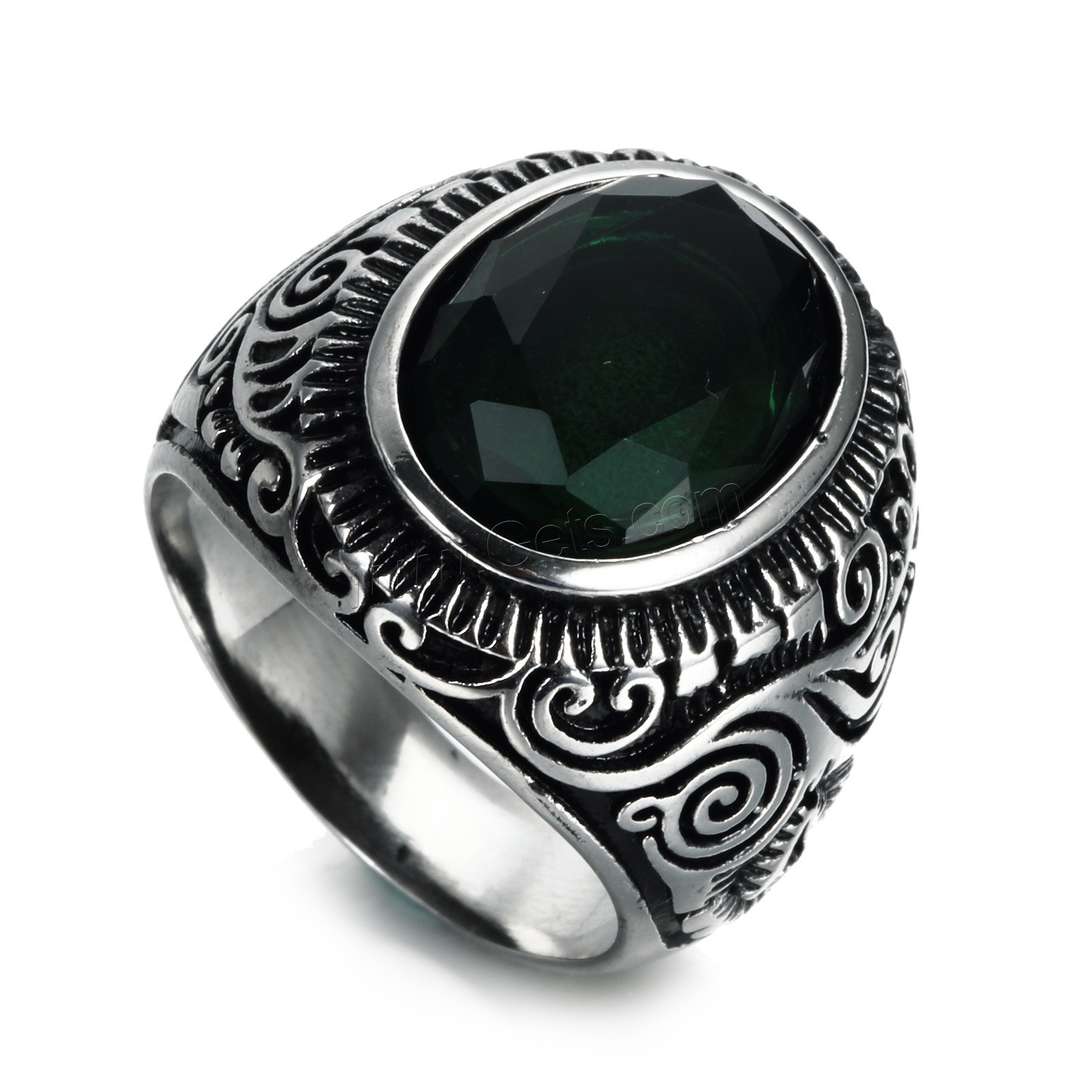 acero inoxidable anillo, con turquesa, chapado, diverso tamaño para la opción & para hombre & con diamantes de imitación, más colores para la opción, Vendido por UD