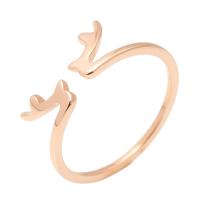 Titanium Steel Finger Ring, plated, fashion jewelry & for woman, rose gold color, 1.6MMX1.1MM 